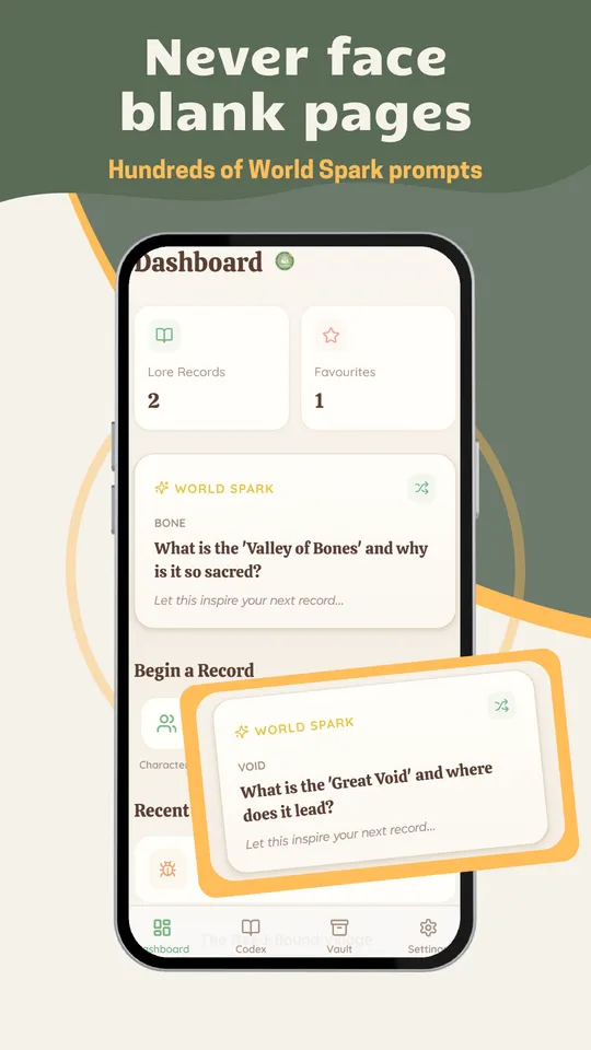 World Spark prompts on the dashboard